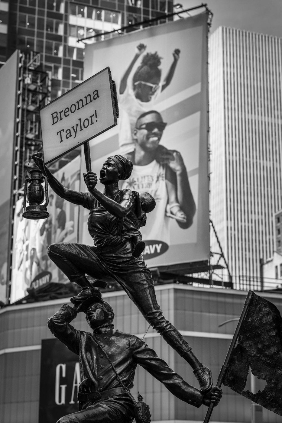 Blank Slate Monument — Breonna Taylor placard, Times Square